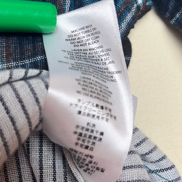 Me & Henry Woven One piece (0-3m) Bodysuit Blue Green Plaid Button Up NWT - Picture 10 of 10